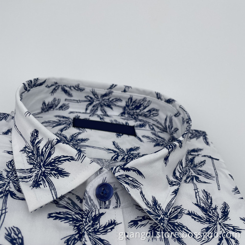 100%Viscosa print short sleeve men shirts